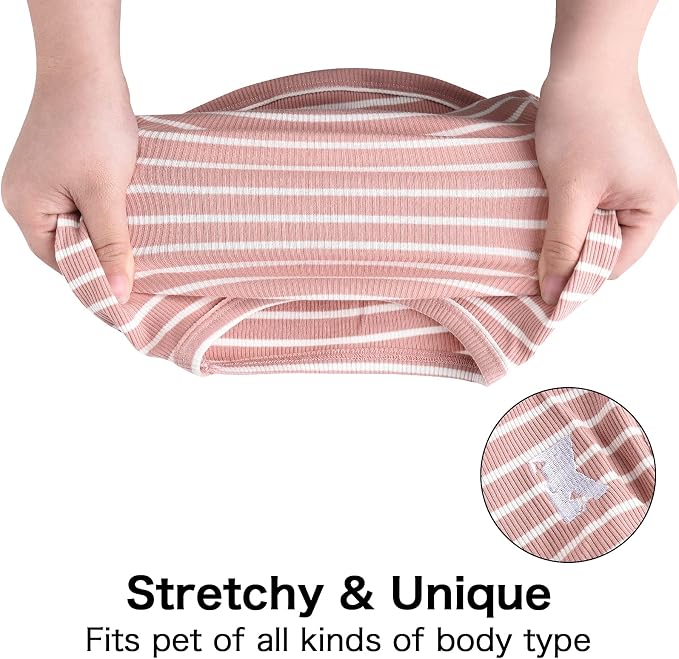 Koneseve Dog Shirt Vest Lightweight Stretchy Dog T-Shirts Soft Cool Sleeveless Stripe Vests Breathable Clothes for Puppy Kitty Cats Small Medium Large Dogs 2 Pack Pink + Green [ 2XL ]