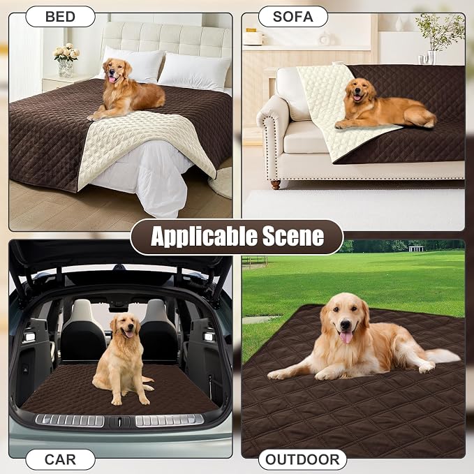 Smiry Waterproof Reversible Pet Couch Covers for Dogs | Pet Friendly, Soft Fabric, Washable Sofa Furniture Protector for Dogs Cat Kids, Checkered (40"x80", Chocolate/Beige)