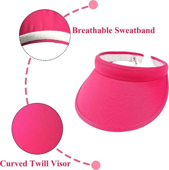 4 Pack Sun Visor Hats Women Men Clip on Cotton Wide Brim Visors Hat Outdoor Sports Golf Beach Travel Tennis Caps