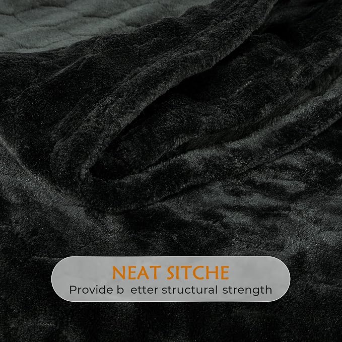 Fleece Blanket Fuzzy Plush Throw Blanket 50" x 60", Super Soft Fluffy Bed Blanket Geometric Pattern Comfy Microfiber Flannel Blankets for Couch, Bed, Sofa, Black