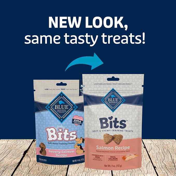 Blue Buffalo Bits Salmon Training Treats, 4 oz | Real Salmon First, DHA for Cognitive Development, No Chicken By-Product Meals, Corn, Wheat, or Soy