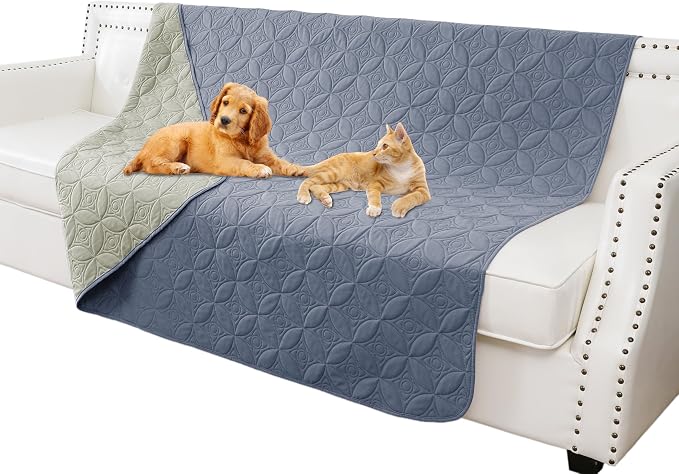 Waterproof Couch Cover for Dogs - Washable Pets Furniture Protector | TPU Leak-Proof Liner, Lightweight & Reversible, Fits Chair, Sofa, Bed, 52" x 82" , Blue/Green