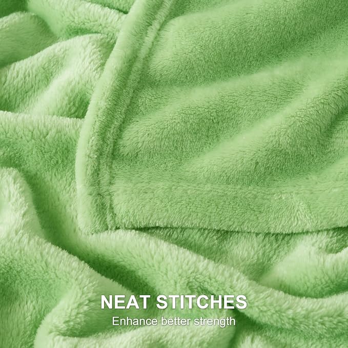 Hansleep Full Grass Green Fleece Blanket, Soft Flannel Bed Blanket | Fuzzy Cozy Blanket 84x90 Inches, Multi-use for Bed, Sofa, Couch, Travel, Camping, All Season Warm Lightweight Cover