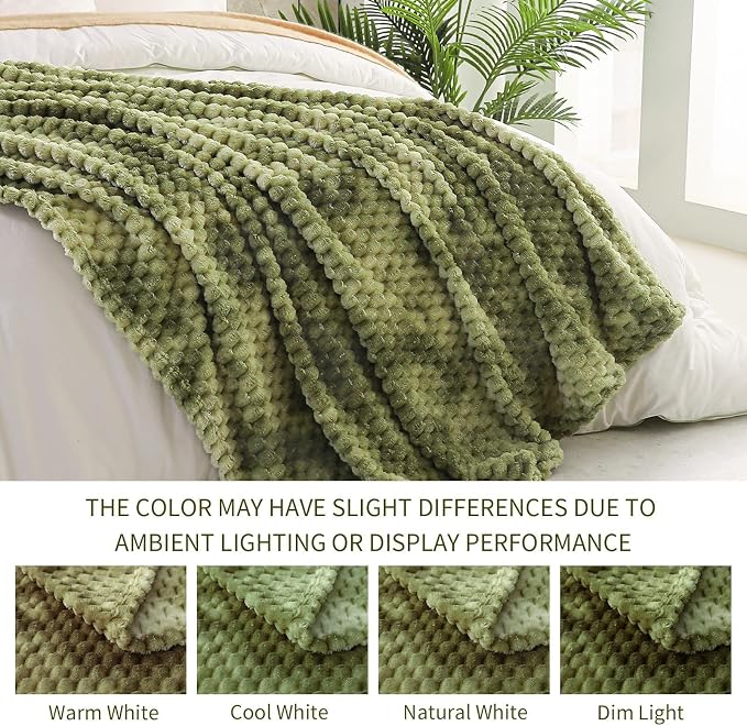 Exclusivo Mezcla 3D Fleece Twin Size Blanket for Bed, Tie-dye Olive | Extra Soft Fuzzy Plush Lightweight Bed Blankets, Cozy Fluffy Decorative Blankets for All Seasons, 60x80 Inches