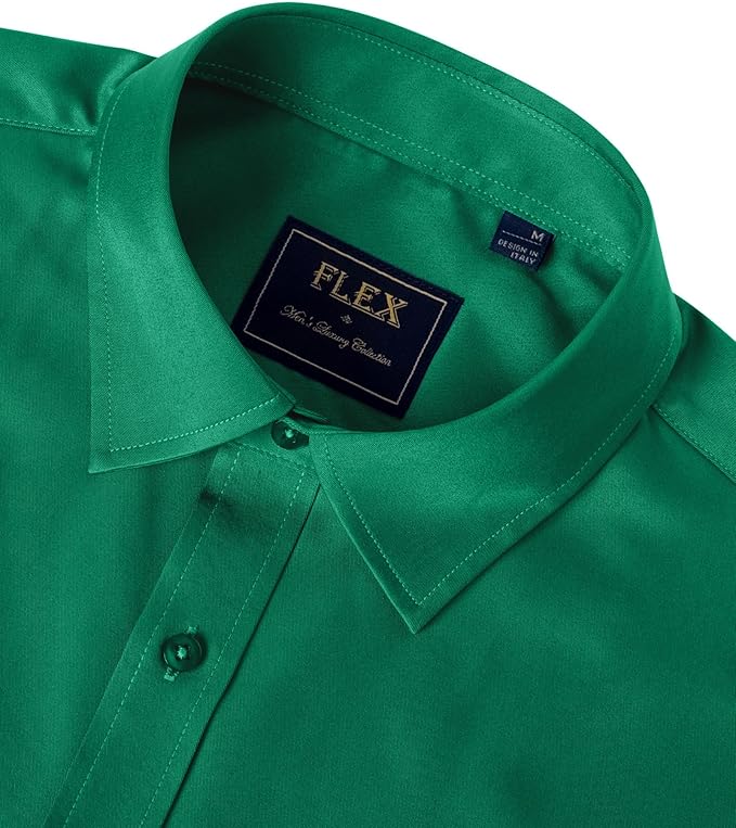 J.VER Men's Dress Shirts Solid Long Sleeve Stretch Wrinkle-Free Formal Shirt Business Casual Button Down Shirts