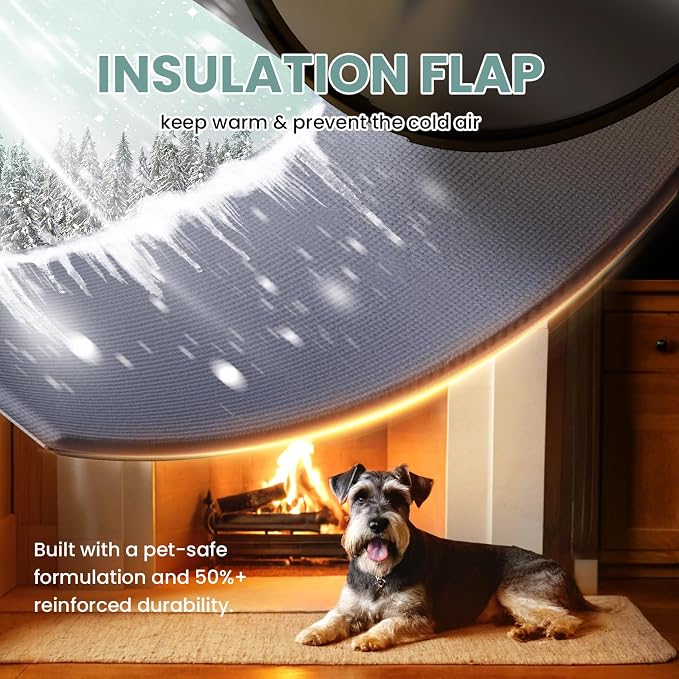 3-Flaps Medium Doggy Door for Wall, Pets Up to 45 lb | Insulation Flap, Magnetic Flaps, Durable Plastic Frame, Closing Panel, Resist Extreme Weather, Never Rust, Easy Installation