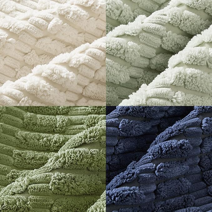 MIULEE Set of 4 Soft Corduroy Throw Pillow Covers Green Blue 18x18 Inch | Modern Farmhouse Boho Decorative pillows,Accent Cushion Covers for Couch,Sofa,Bedroom