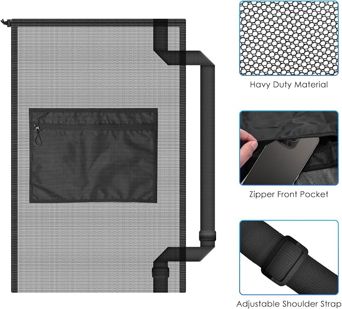 BROTOU Drawstring Backpack Gym String Bag with Pocket for Men Women Heavy Duty Mesh Bag Sport Equipment Bag for Swimming Yoga Beach Laundry