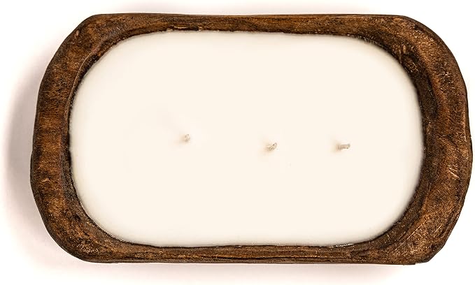 Red Barn Candle Company Wood Dough Bowl Candles | 100% Natural Soy Wax & Essential Oil Infused | Odor Eliminating + Pet Safe | Scented Candle Gifts for Men & Women (Mandarin Lime & Basil, 3-Wick)