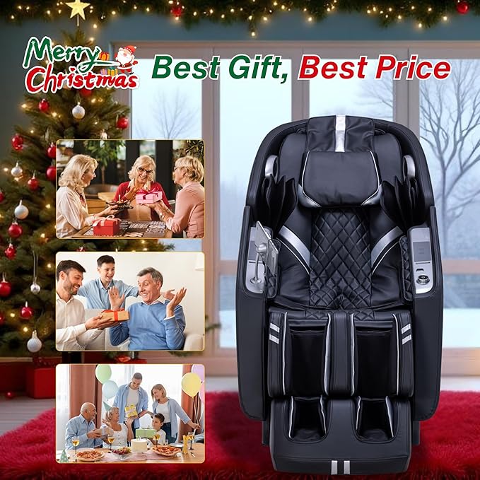 MassaMAX 4D Full Body Massage Chair with Zero Gravity, Extendable Footrest, SL Track, 15 Modes, AI Voice Control, Yoga Stretch, Foot Rollers, and Waist & Calves Heating Comfort with Cover (Black)