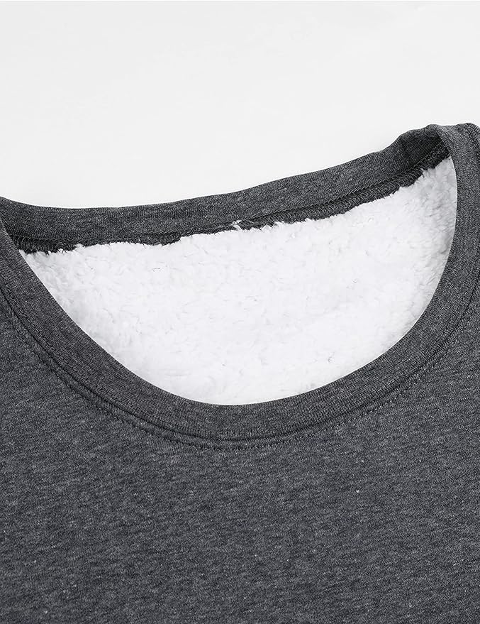Yeokou Women Warm Sherpa Lined Fleece Crewneck Sport Sweatshirt Pullover Loungewear