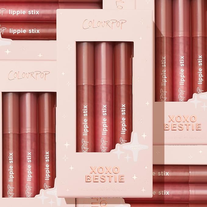 ColourPop Lippie Stix Kit - 3 Long-Lasting Lipsticks Formulated with Vitamin E & Shea Butter for All Day Moisture - Paraben and Sulfate Free - XOXOBestie (3 count)