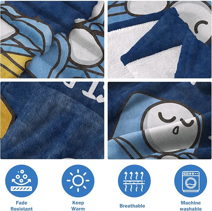 Funny Grandpa Birthday Gifts, Grandpa is Not Sleeping Blanket | Grandpa Gifts from Grandkids, Super Soft Throws Blanket for Napping, Promoted to Grandpas Gifts, 50" x 60" (Navy Blue)