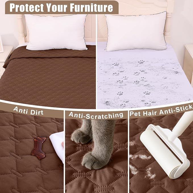 Smiry Waterproof Dog Bed Cover Blanket, Reversible Pet Blanket | Soft Reversible, Washable Leakproof Cats Dogs Couch Cover for Sofa, Couch, Furniture (82x120 Inch)