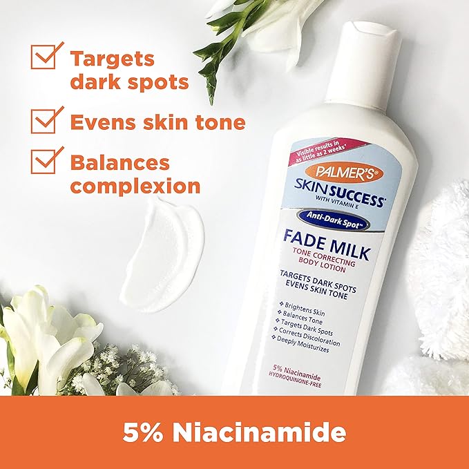 Palmer's Skin Success Anti-Dark Spot Fade Milk Body Lotion, 8.5 Oz, Moisturizer with Niacinamide, Fades Age Spots, Helps Uneven Skin Tone & Hyperpigmentation, Dermatologist Approved
