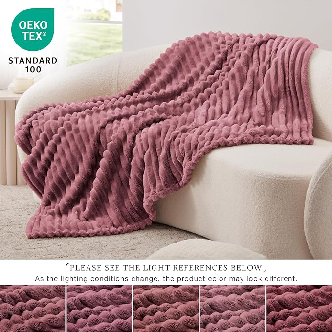 EXQ Home Gentle Soft Fleece Throw Blanket – Cozy Lightweight Blanket for Couch Bed – All-Season Warm Fuzzy Flannel Blanket for Women Mom Her – Gifts for Birthday(60"x80",Dusty Pink)