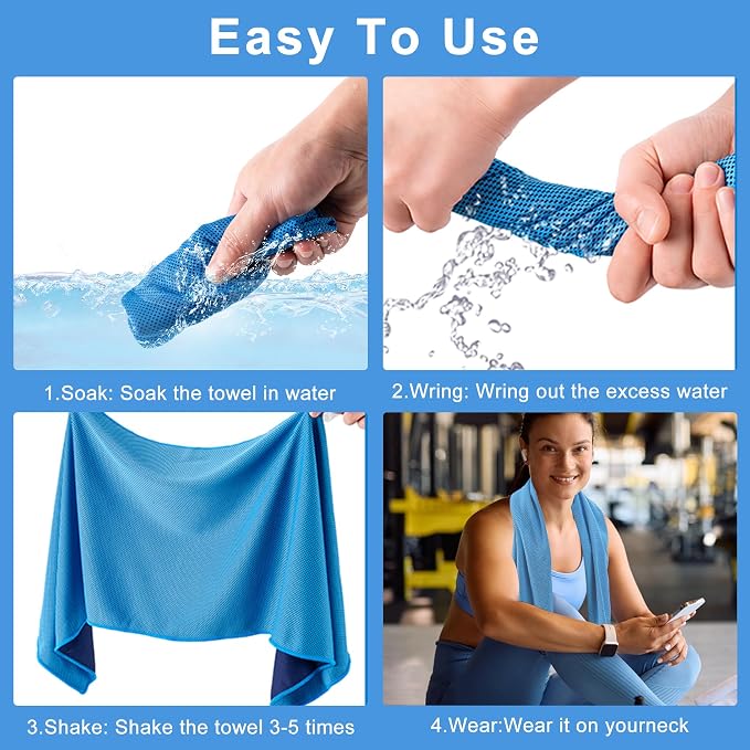 Aegero 4 Pack Cooling Towel (40"x12"), Cooling Neck Wraps,Soft Breathable Chilly Towel, IceTowel, Microfiber Towels for Yoga, Sport, RunninGym, Camping, Fitness, Workout & More Activities(Multicolor9)