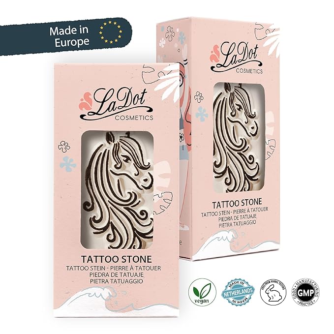 LaDot Temporary Tattoo Stamp– Easy-to-Use Reusable Ceramic Skin Stamp for Creating Custom Temporary Tattoos – Fun Body Art Tool for Parties, Events, and Festivals (Horse, Medium)