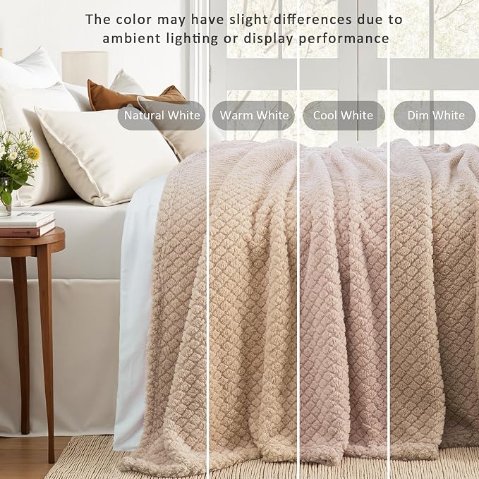 Exclusivo Mezcla Soft Fleece King Size Blanket for Bed, Camel | Jacquard Lightweight Cozy Bed Blanket, Breathable Decorative Fuzzy Textured All Season Use, 90x104 Inches