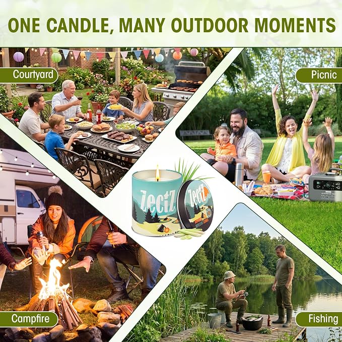Citronella Candle for Outdoor Indoor, with Lemongrass, Rosemary, and Peppermint Oil, 9 oz, 6 per Pack