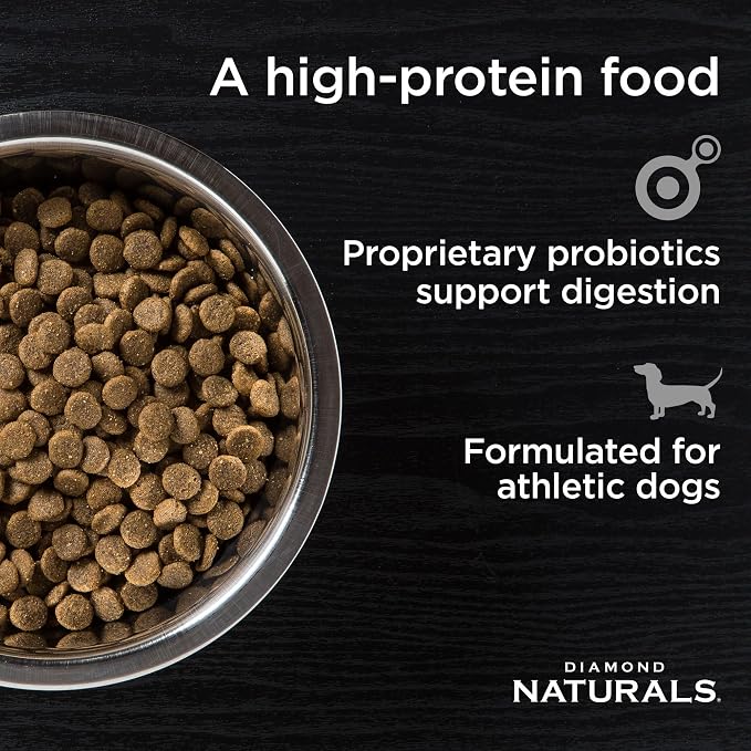 Diamond Naturals Extreme Athlete Adult Dry Dog Food, Chicken & Rice, 40lb | High Protein | For Highly Active Dogs | Glucosamine to Help Support Joints & Mobility | Guaranteed Probiotics