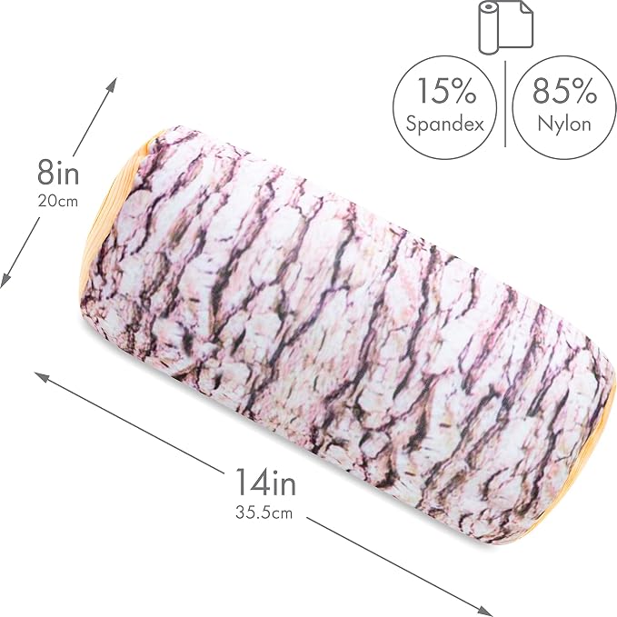 PILLOWY Microbead Log Roll Pillow - Bolster Tube Pillow Cushion Perfect Therapy Pillow - Airy Squishy Soft Bead Bag Bed Room Decoration, Neck Pillow Back Head Body Support, 14" X 8", Timber