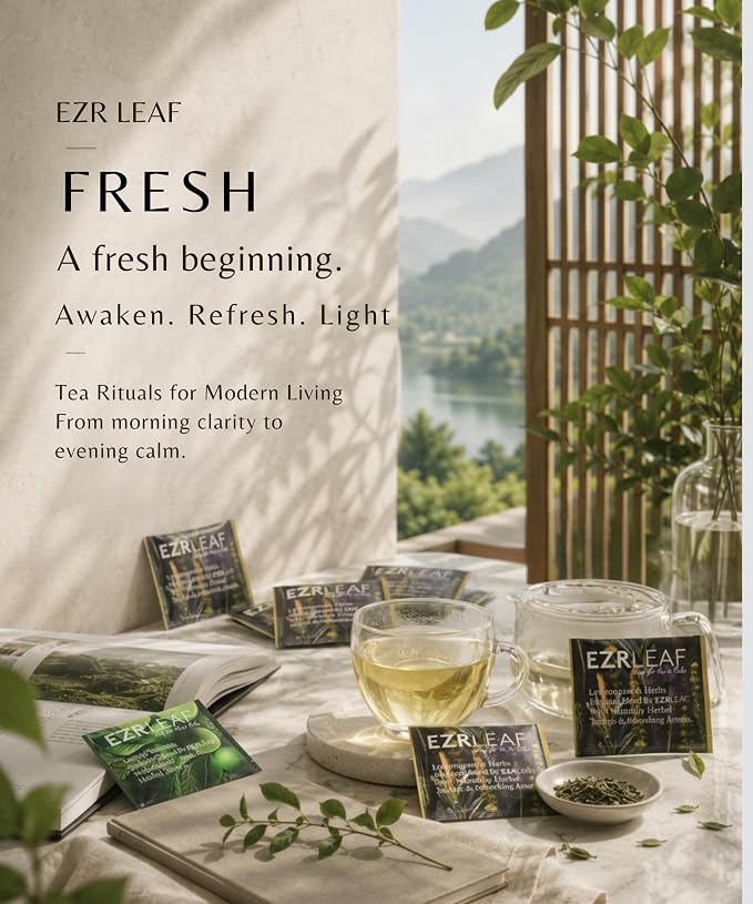 EZR LEAF The Daily Ritual Box – Tea Variety Pack Gift Set, 9 Assorted Tea Blends, Premium Pyramid Tea Bags, Herbal, Black＆Green Tea Collection, Tea Gifts for Tea Lovers, Lemon Verbena, Lemongrass , Rooibos , Lime , Sencha , Blackcurrant , Sweet Rose , ...