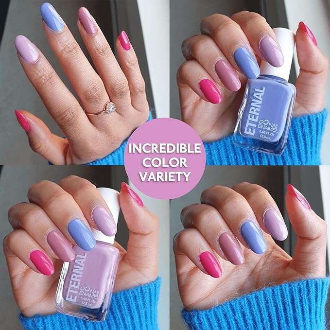 Eternal Nail Polish Set 4 Piece Kit: Long Lasting, Quick Dry and Cruelty Free. Made in USA - 0.46 Fluid Ounces Each (Tea Time)