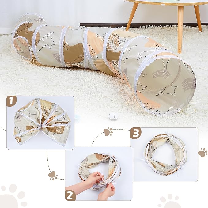 Glittme Cat Tunnel, Cat Tunnels for Indoor Cats, S-Shape Cats Cave with Cat Toys, Foldable Cat Tubes and Tunnels for Cats, Rabbit, Puppy, Guinea Pig