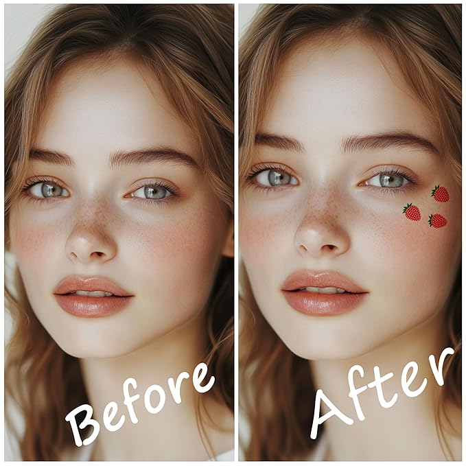 10pcs Face Makeup Patches,Strawberry Speckles, Beauty Face Makeup,Waterproof Strawberry Patches,Temporary Facial Strawberry Tattoo For Women.
