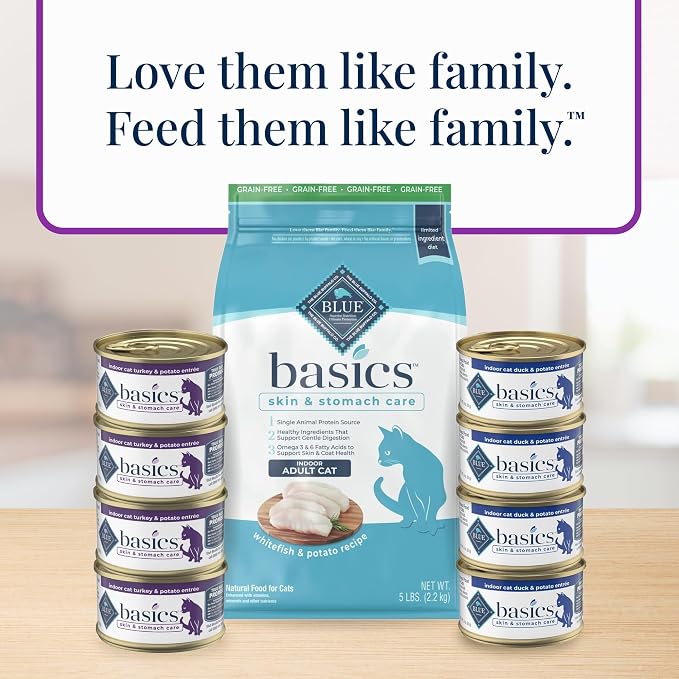 Blue Buffalo Basics Turkey Adult Grain-Free Wet Cat Food, 3 oz, 24 ct | Real Turkey #1 Ingredient, Limited Ingredient Diet, Promotes Gentle Digestion, Nourishes Skin & Coat