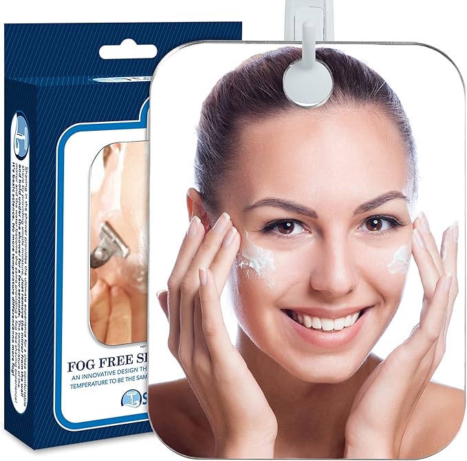Shave Well Deluxe Anti-Fog Shaving Mirror | Fogless Hanging Bathroom Shower Mirror with Handheld Option for Men and Women | Includes Long-Lasting Removable Adhesive Hook for Wall