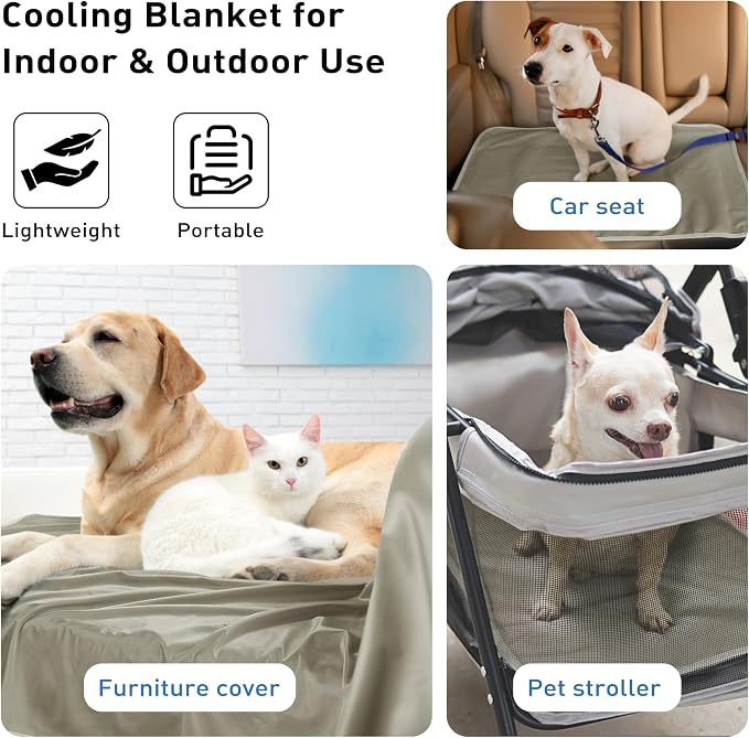 Kritter Planet Waterproof Cooling Dog Blanket, Summer Furniture Protector | 50 x 60 Inch Reversible Mat for Sofa, Bed & Car Seat, Lightweight, Washable & Comfort, Indoor & Outdoor Use for Dogs & Cats