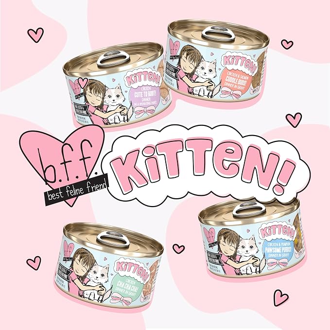 Weruva B.F.F. Kitten Food, Cute to Boot with Chicken in a Hydrating Puree, 2.8oz Can (Pack of 12)