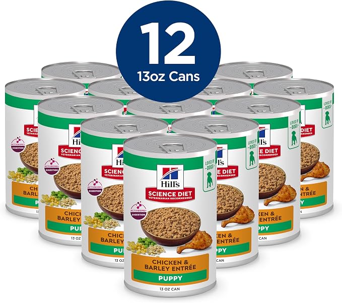 Hill's Science Diet Puppy Wet Dog Food | #1 Veterinarian Recommended, Chicken & Barley, 13 oz. Cans, 12-Pack