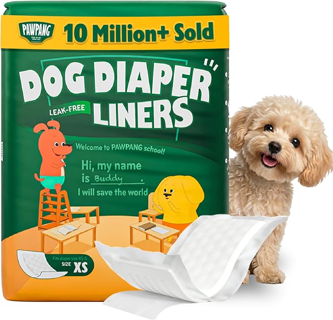 Dog Diaper Liners, Booster Pads for Male & Female Dogs, 100ct, XS | Extra Leak Protection