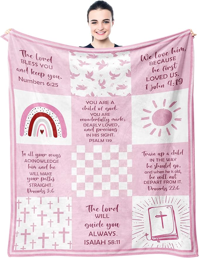Baptism Gifts for Girl, Baptismal Gifts Blanket 60"x50", Baptism Favors, Christening Gifts, Baptism Gifts for Women, Best Baptism Gift for Girls, Christian Gifts, Religious Bible Catholic Gift