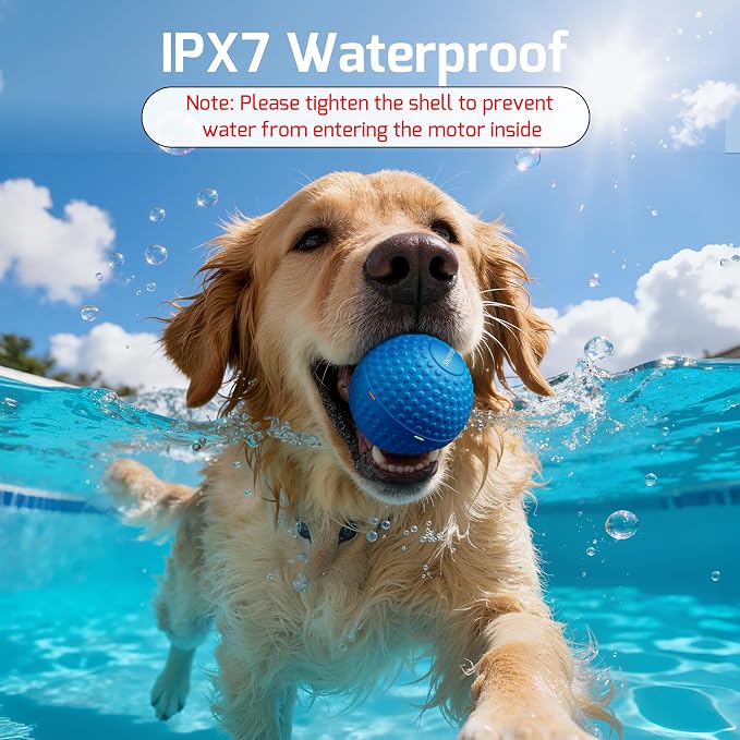 SNOYWEN Interactive Dog Balls, Smart Dog Toy for Medium & Large Dogs, Rubber Material, Automatic Moving, Rotating, Bouncing, IPX7 Waterproof, Motion-Activated Dog Stimulation Toy (Blue)
