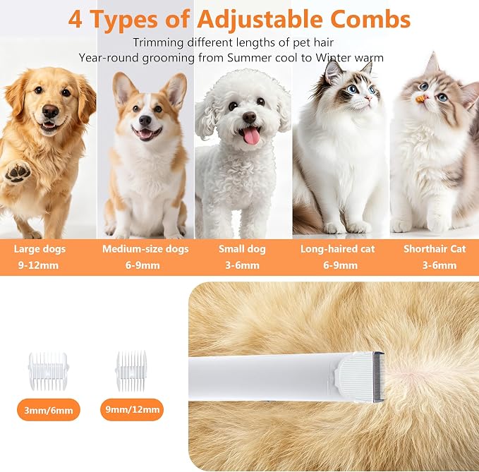 ZYK Dog Grooming Vacuum, All-in-One Professional Pet Grooming Kit (White)