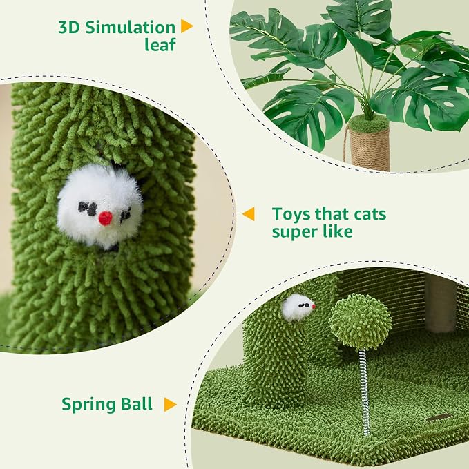 Large Cat Tree for Indoor Cats, Multi-Functional Comfy Cat Bed-48in Tall Cat Tower with Scratching Post, Cozy Hammock for Kittens and Adult Cats, Cute Condo with Toy