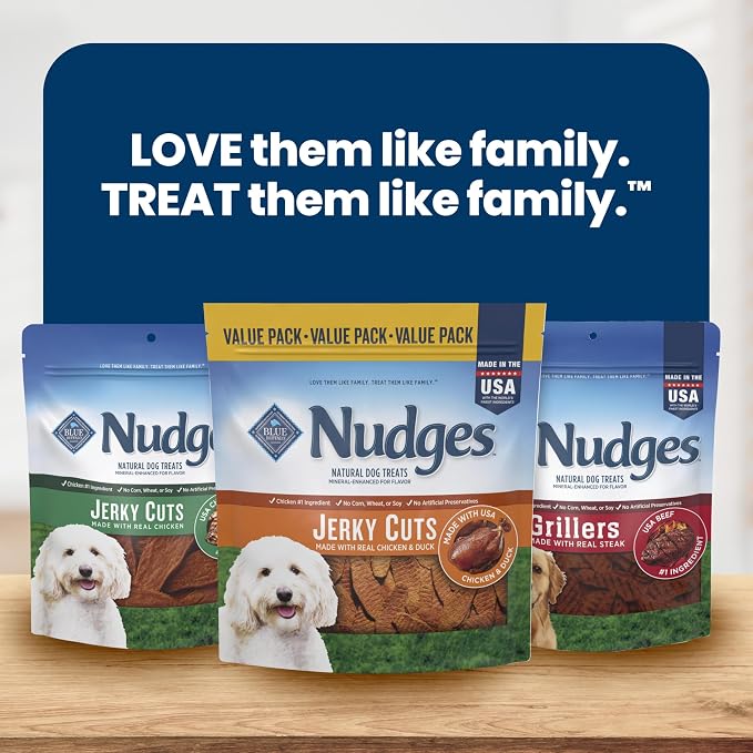 Blue Buffalo Nudges Jerky Cuts Chicken & Duck Dog Treats, 36 oz | Real Chicken & Duck First, Made in the USA, No Corn, Wheat, or Soy
