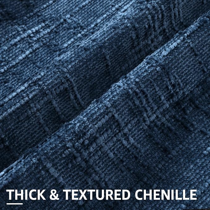 decorUhome Textured Chenille Throw Pillow Covers 16x16 Set of 2 Navy Blue | Fall Modern Farmhouse Soft Cozy Slubby Couch Pillow Cases Boho Decorative Pillow Cases for Bed Sofa Living Room Home Decor