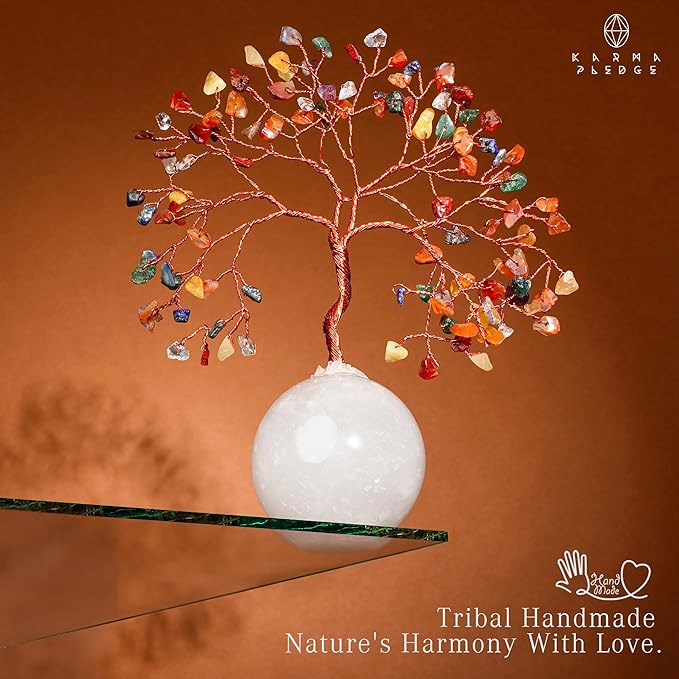 7 Chakra Crystal Tree of Life Birthday Gifts for Women, Handmade Home Decor, Office, Room Decoration, Reiki Healing Crystal Chakra Tree for Money, Positivity, Good Luck Gifts for Her, Mom & Dad