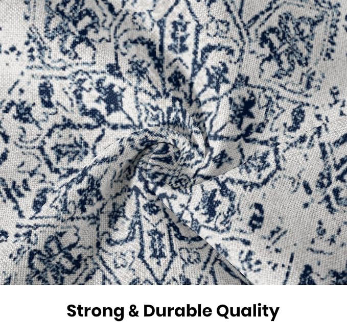 AEIOAE Boho Pillow Covers 16x16 Inch Set of 2,Carpet Pattern Throw Pillows Case,Blue White Ethnic Design Outdoor Decorative Square Linen Farmhouse Decor Cushion Covers for Home Sofa Bed Couch