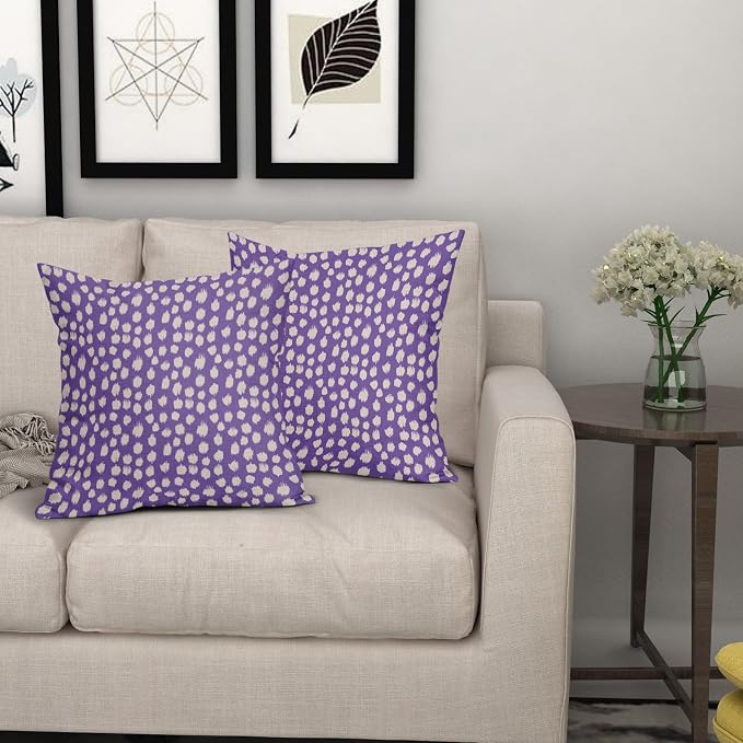 Purple Cream Pillow Covers 24x24 Set of 2 Boho Design Polka Dot Throw Pillows Modern Brush Strokes Print Decorative Outdoor Pillowcase Square Cushion Cover Linen Pillow Case for Home Sofa Couch Bed