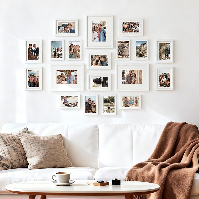 upsimples Picture Frames set of 19, Including 8x10, 5x7, 4x6 White Frame | Multi Picture Frames Collage Wall Decor, Gallery Wall Frame Set, Gift For Christmas, Mothers' day, Wedding, Dorm, Living Room