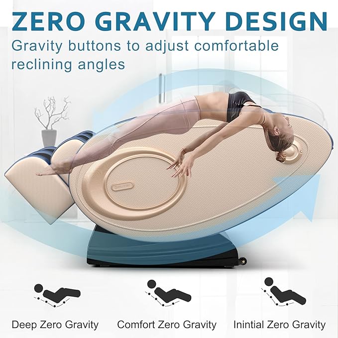BILITOK Massage Chair Blue-Tooth Connection and Speaker, Recliner with Zero Gravity with Full Body Air Pressure, Easy to Use at Home and in The Office