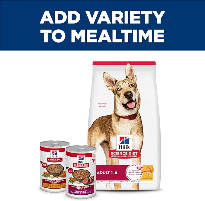 Hill's Science Diet Adult 1-6 Healthy Cuisine Wet Dog Food | #1 Veterinarian Recommended, Braised Beef, Carrots, & Peas Stew, 12.5 oz. Cans, 12-Pack
