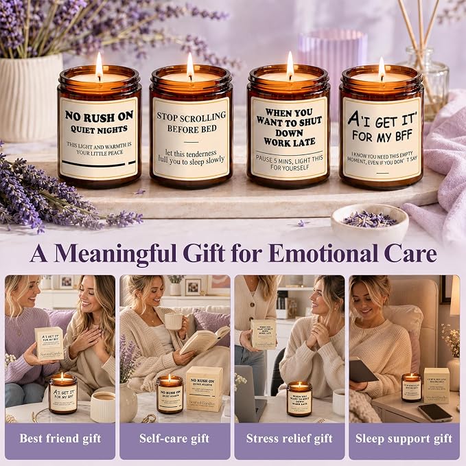 Best Friend Birthday Gifts for Women - Lavender Scented Candles for Women, Mothers Day Gifts for Woman, Friendship Gift for Friends, Bestie, Sister, BFF, Cool Bestie Gift Ideas for Females