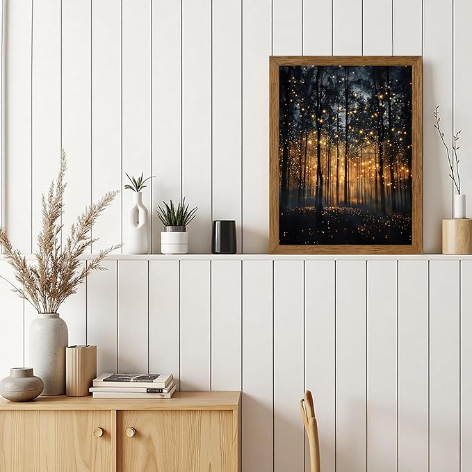 JLTULT Enchanted Forest Wall Art, Solid Wood-Framed Canvas, 12x16 Inches | Dark enchanted forest art on fade-resistant canvas with a ready-to-hang solid wood frame for bedrooms and living rooms
